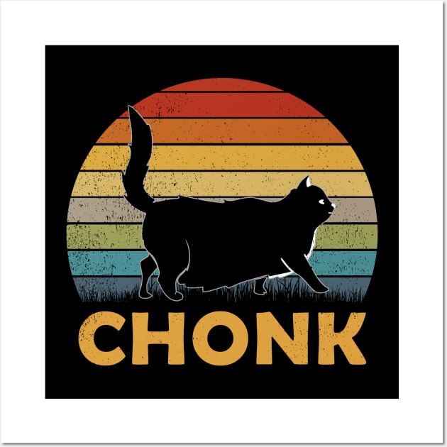 Retro Vintage Chonk - Halloween Black Cat T-shirt Wall Art by kimmygoderteart